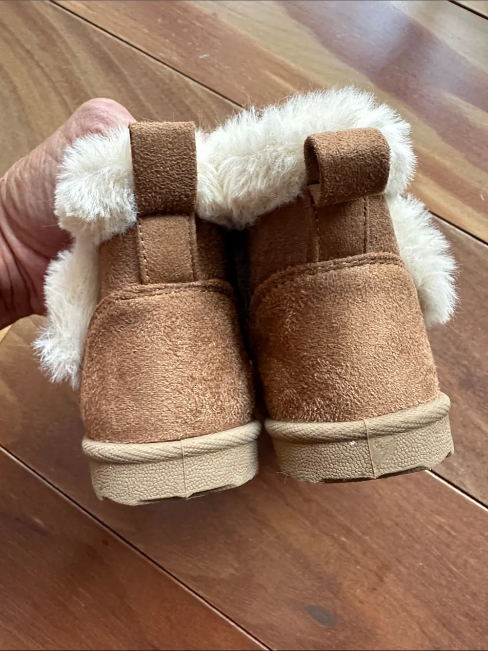 Wonder Nation Kids Faux-Fur Lined Brown Suede Booties Toddler 5